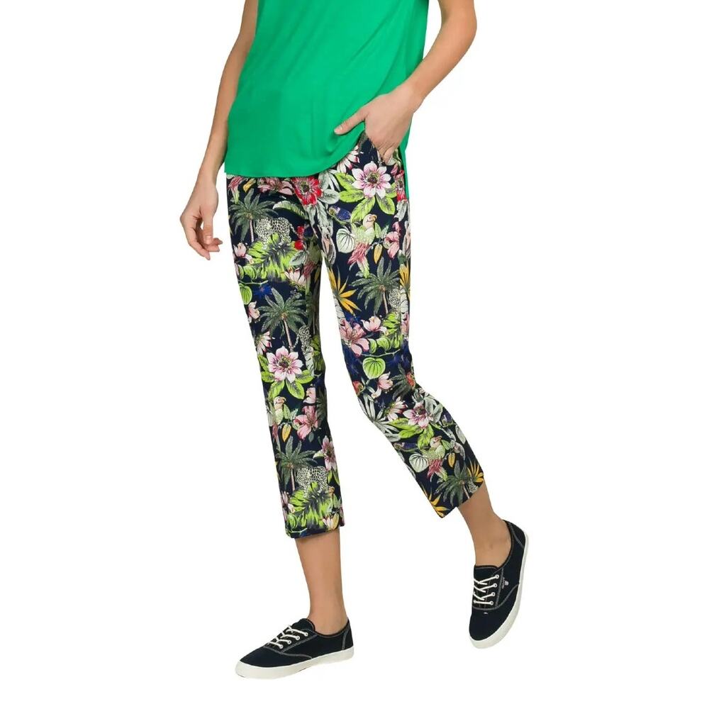 Raffaello Rossi Trousers Multicolor Jungle Floral Mid Rise Straight Leg 38 US 8